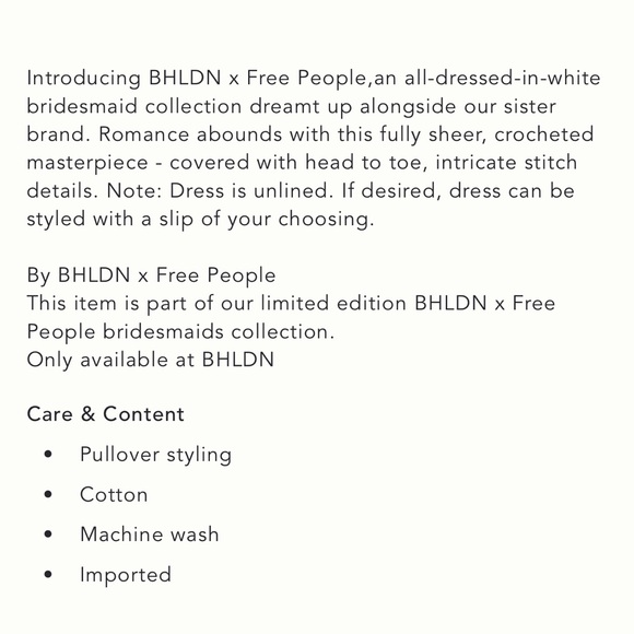 BHLDN x FREE PEOPLE ARWEN DRESS XL NWOT - Picture 5 of 5